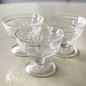 4Vintage Sandwich Clear by ANCHOR HOCKING Champagne-Tall Sherbet glasses dishes